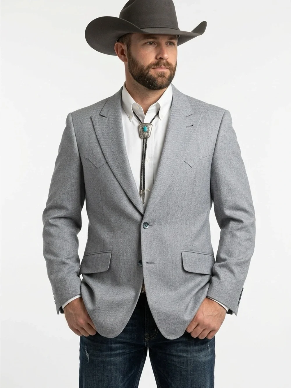 Prestige West Vintage 70s Western Yoke Blazer Gray 44R